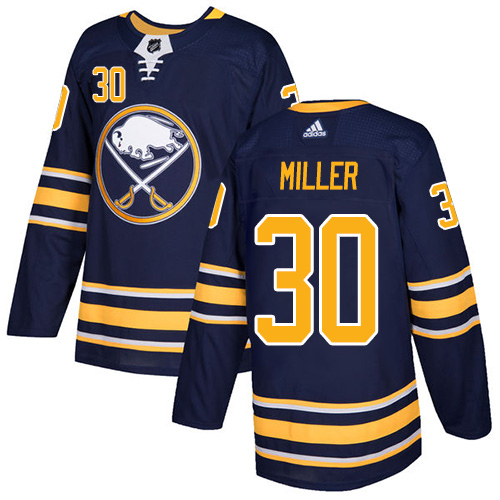 Men Adidas Buffalo Sabres #30 Ryan Miller Navy Blue Home Authentic Stitched NHL Jersey